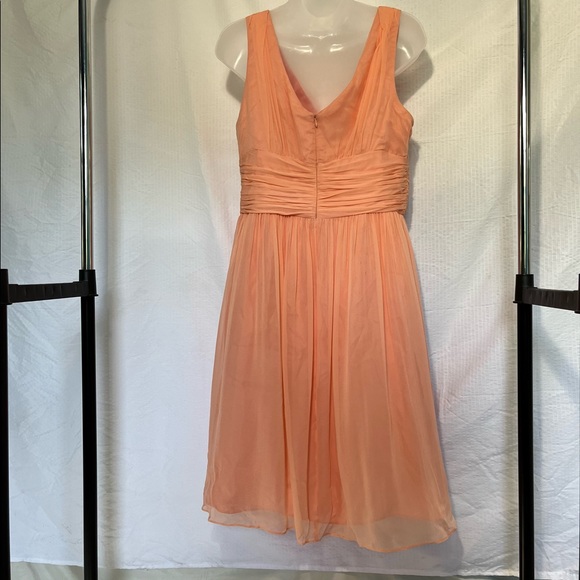 🍑 Peachy Tulle Draped Modest A-Line Church Dress - Picture 2 of 3